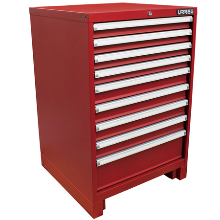 URREA X-Series Tool Cabinet, 9 Drawer, Red, Steel, 28 in W x 39 in D x 28 in H X28F9